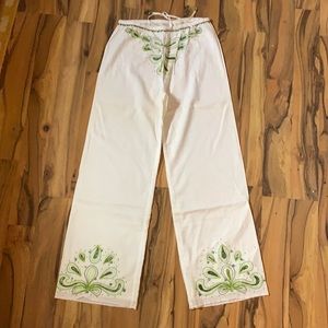 White cotton summer beach pants